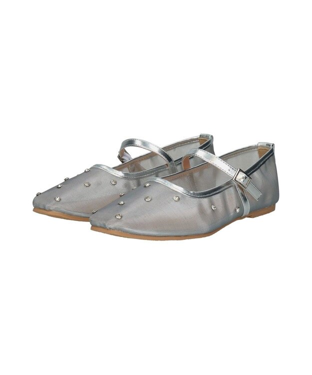Bridget Birkin 【Bridget Birkin】ドットビジューチュールフラットシューズ シルバー雑材
