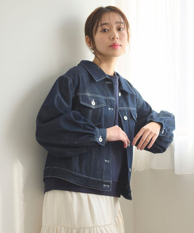 Feroux 【洗える】デニム ジャケット ネイビー系