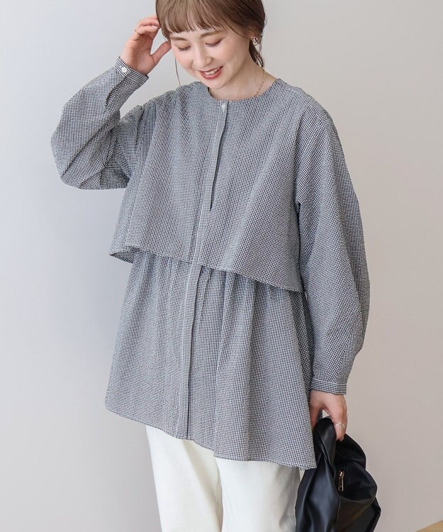 AMERICAN HOLIC サッカーティアードロングブラウス Gingham Check