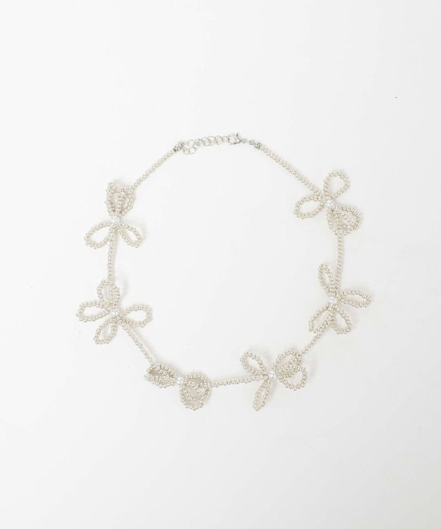 WEGO Lフラワービーズネックレス シルバー