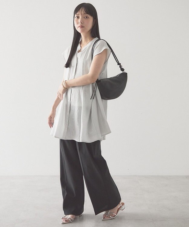 AMERICAN HOLIC 【予約】【接触冷感】フレンチスリーブフレアスキッパーブラウス Stripe Ivory