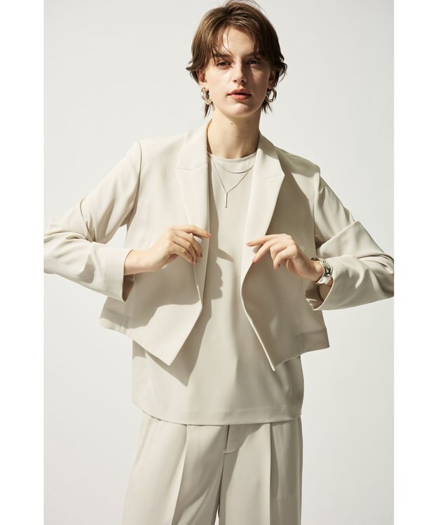 uncrave クールタッチツイル ショートジャケット グレージュ