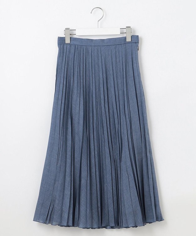 J.PRESS LADIES L ラミータンブラー プリーツ スカート デニムブルー系