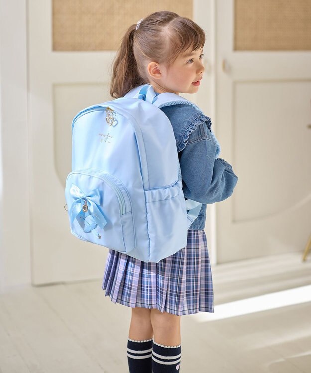 ANY KIDS 【A4サイズ収納可能】リボン リュック サックスブルー