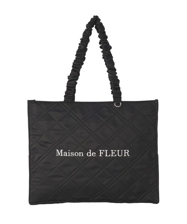 Maison de FLEUR ギャザーハンドルキルティングキャリーオンバッグ Black