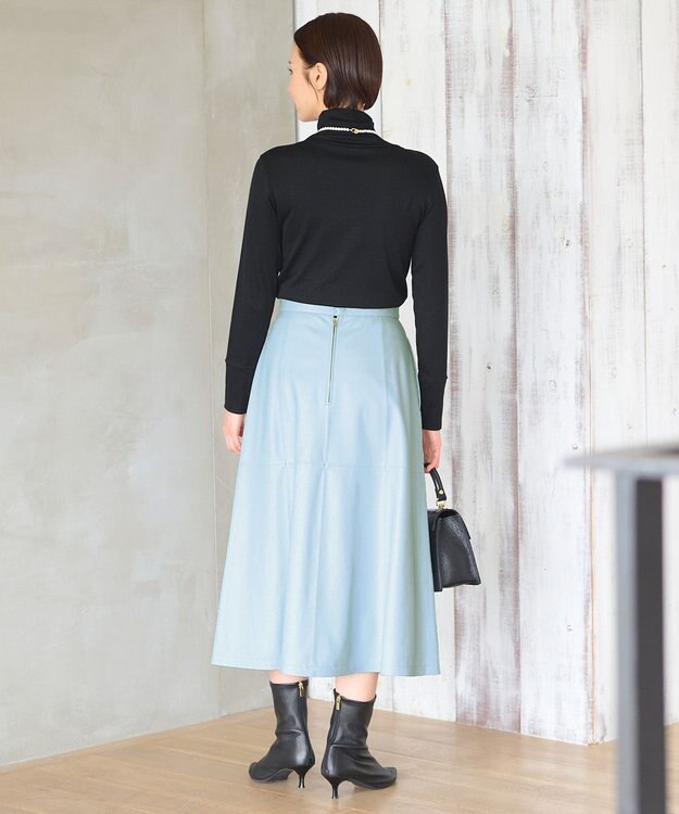 自由区 ラムレザー スカート グレイッシュミント