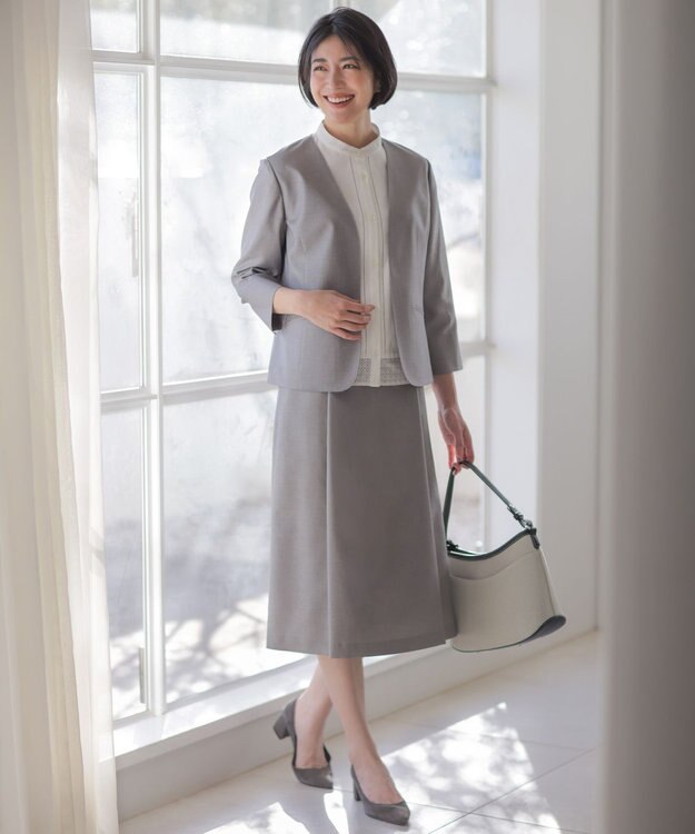 J.PRESS LADIES S 【定番人気・セットアップ対応】OXIJEWEL ストレッチ スカート グレー系