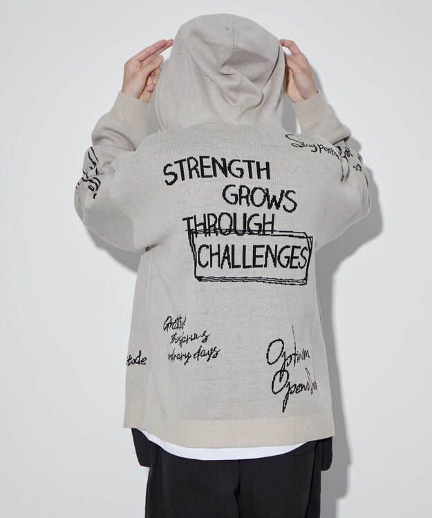 WEGO 【ユニセックス着用ITEM】ジャガードロゴジップパーカー ホワイト