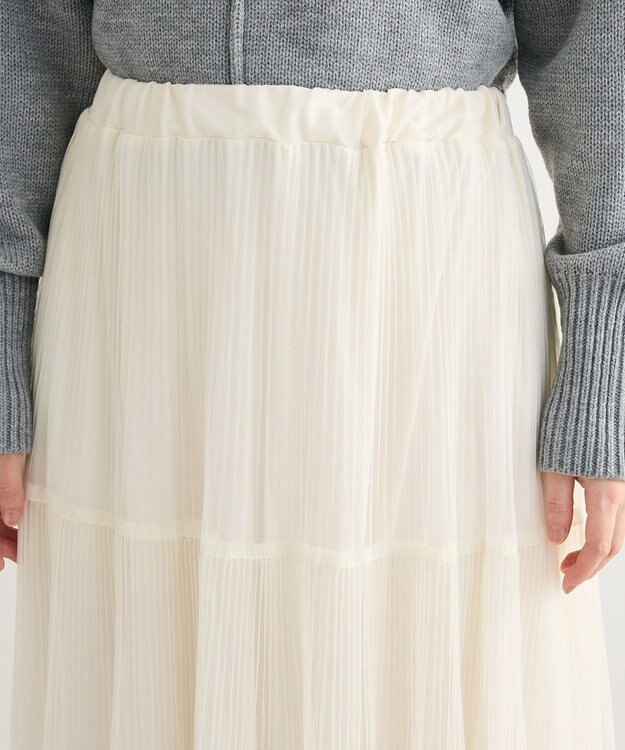 Green Parks チュールプリーツティアードスカート Off White