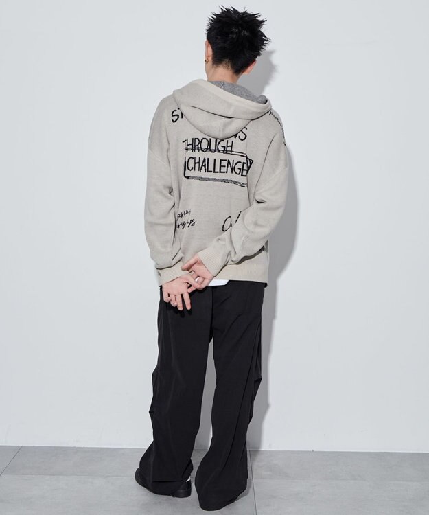 WEGO 【ユニセックス着用ITEM】ジャガードロゴジップパーカー ホワイト