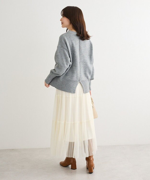 Green Parks チュールプリーツティアードスカート Off White