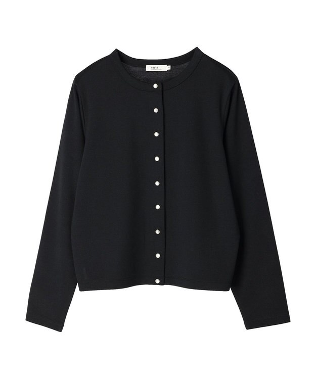 earth music&ecology パールスナップボタンカーディガン Black