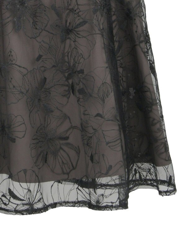 YECCA VECCA 【2点SET】フラワー柄スパンコール刺繍ドレス Charcoal Gray