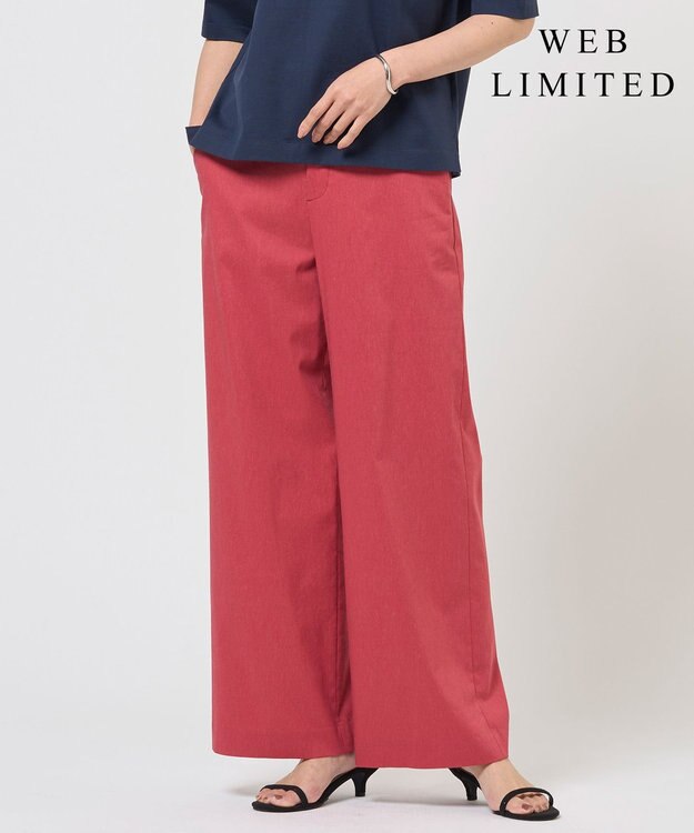 J.PRESS LADIES 【WEB限定】セルロースリネンストレッチ ワイドストレート パンツ 【WEB限定】スカーレット系