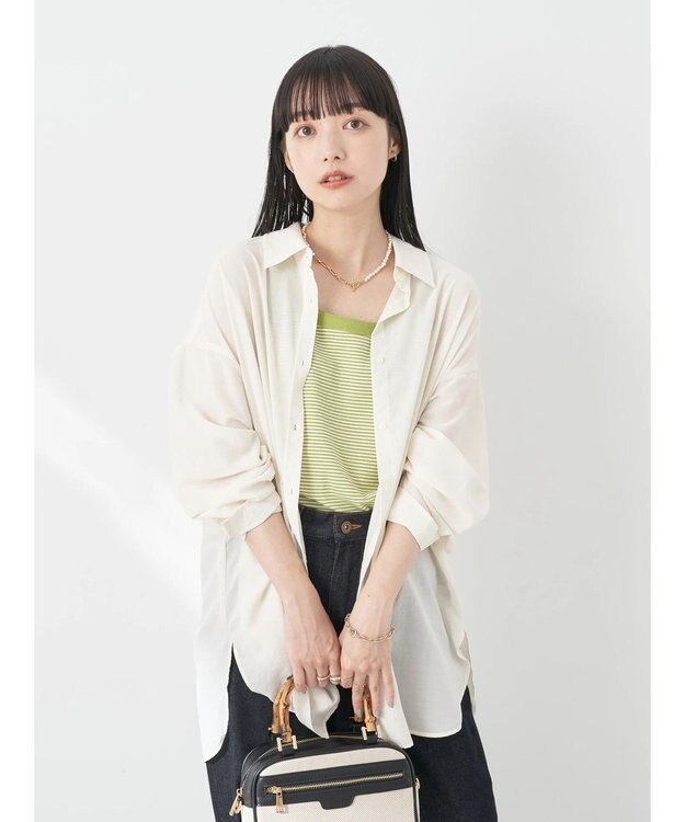 earth music&ecology シアーボーイズライクシャツ Off White