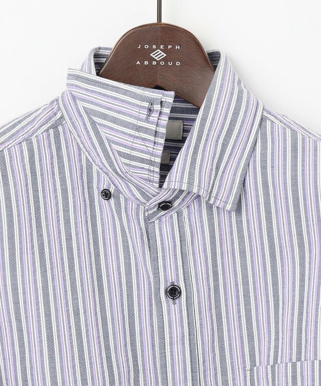 JOSEPH ABBOUD 【キングサイズ・オーガニックコットン使用】 オーガニックコードストライプ シャツ ネイビー系1