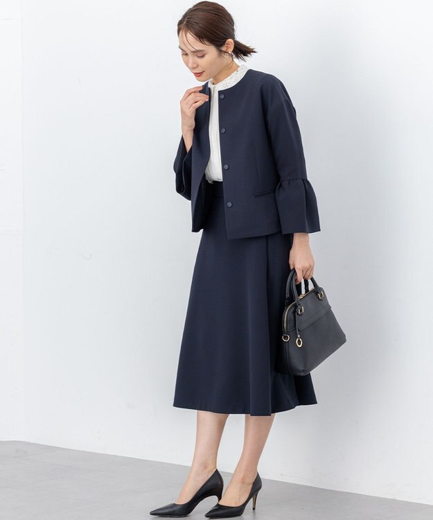 組曲 【KUMIKYOKU NAVY】コンフォータブルドレープ フレアスカート ネイビー系