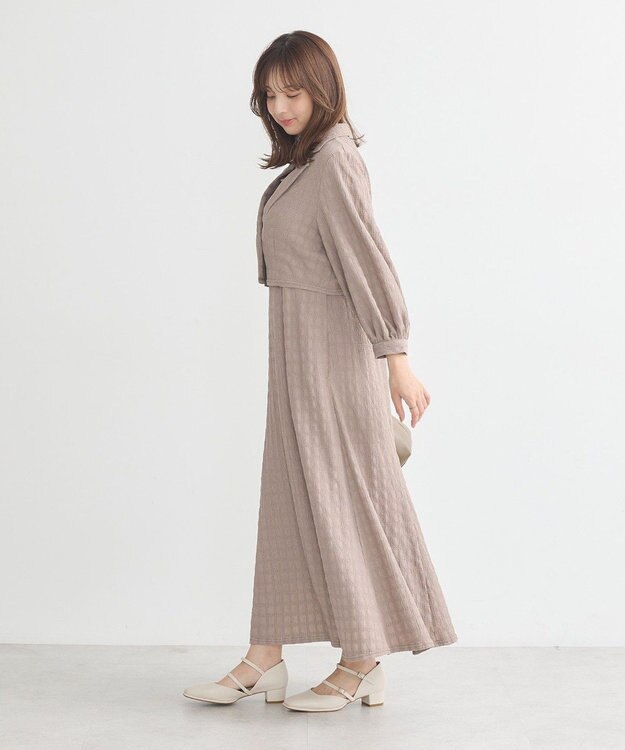 earth music&ecology ＳＥＴ２点ジャカードシャツ＋キャミドレ Mocha