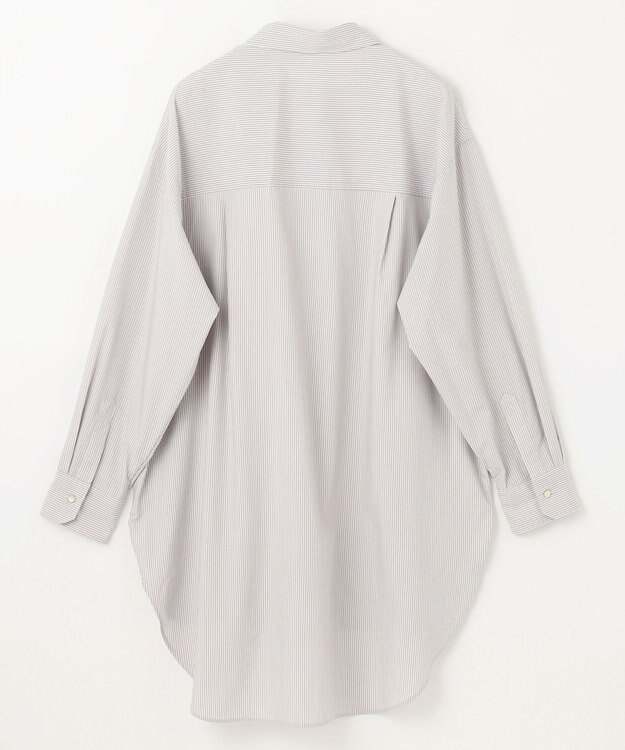 ANY L 【手洗い可能/抗菌防臭/UVカット/速乾】ロングシャツ グレーピンストライプ