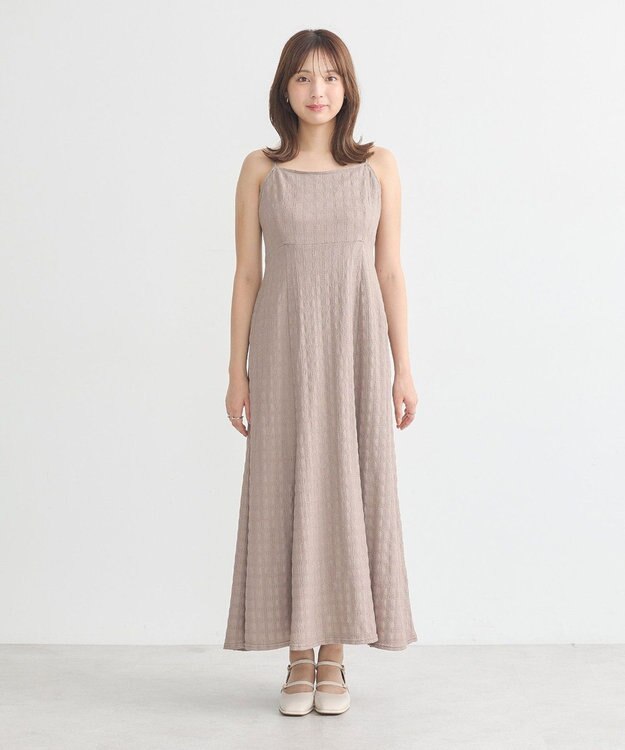 earth music&ecology ＳＥＴ２点ジャカードシャツ＋キャミドレ Mocha