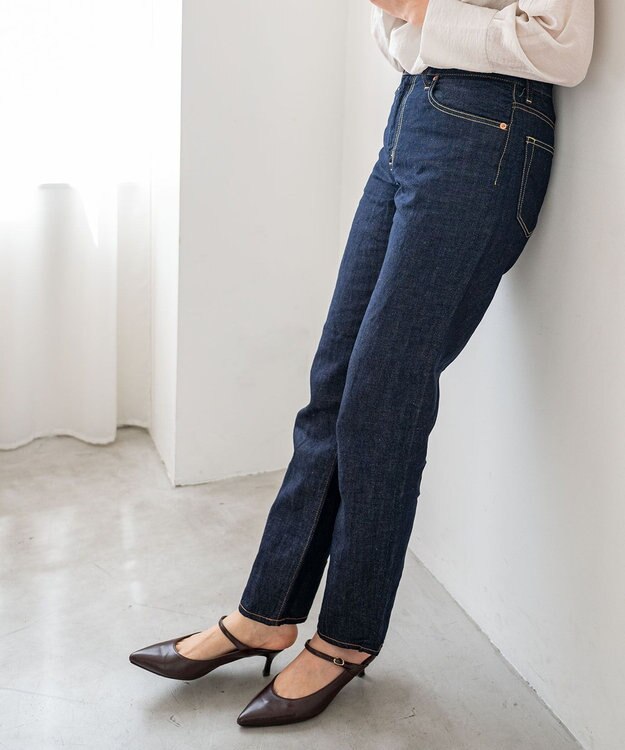 caqu FS linen tapered straight リネンテーパードストレートデニム rinse