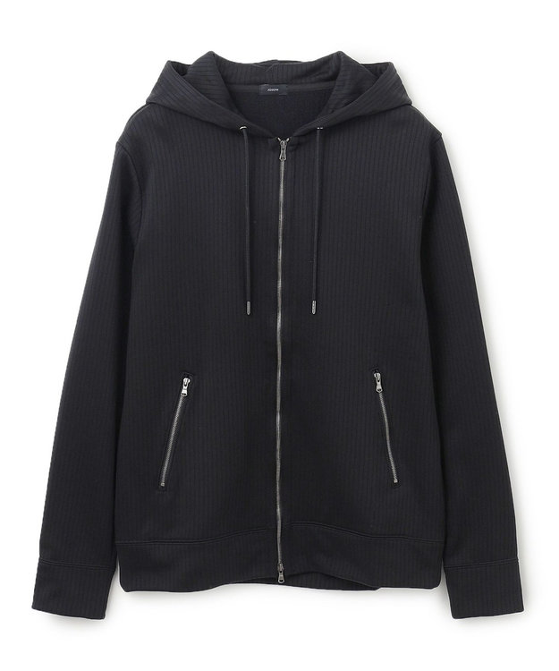 JOSEPH HOMME テックラインテリー　ジップアップパーカ ブラック系
