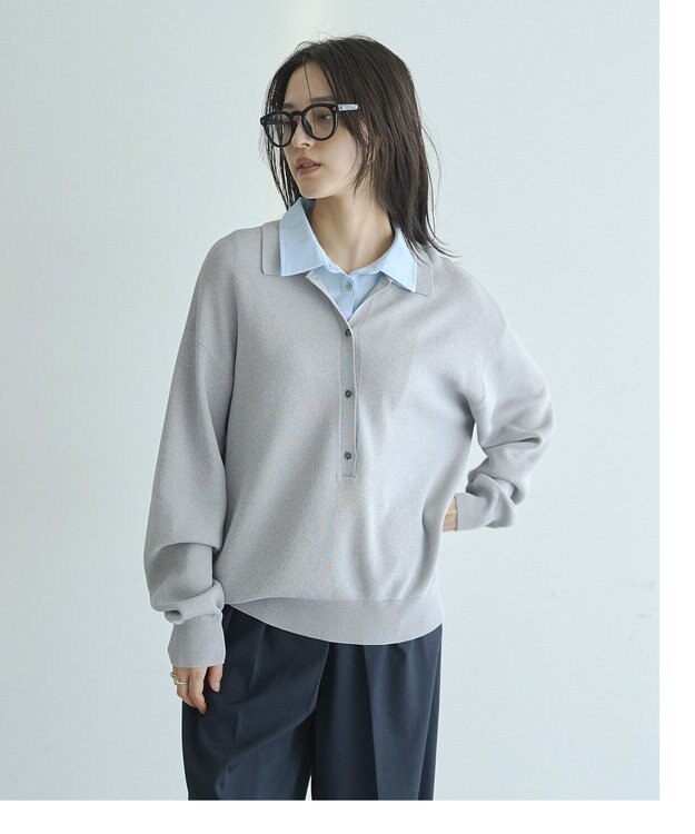 YECCA VECCA 2wayレイヤード風ポロニット Gray