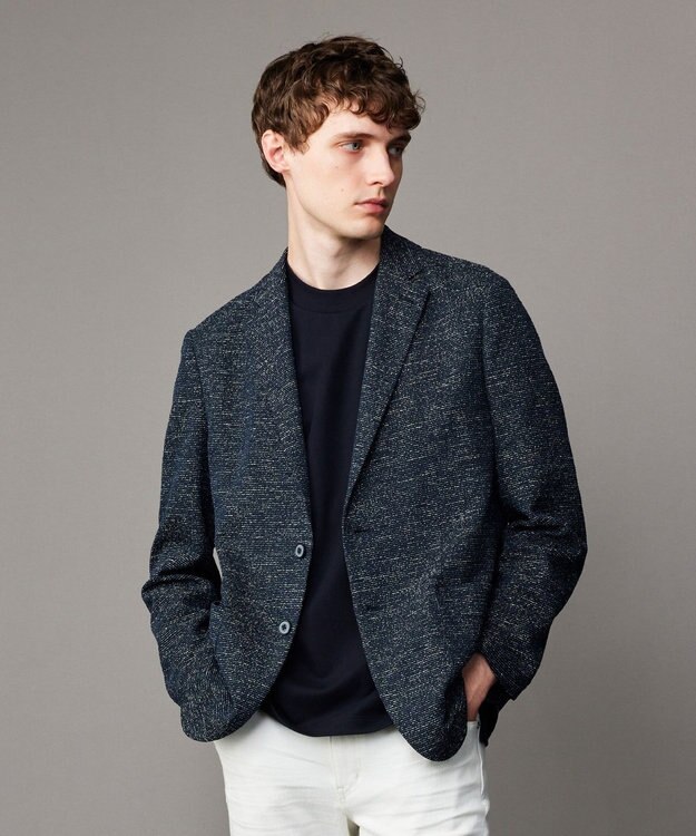 JOSEPH ABBOUD 【キングサイズ・軽量/ストレッチ/洗える/速乾/JAPANファブリック】コンフォータブルジャージー ジャケット ネイビー系