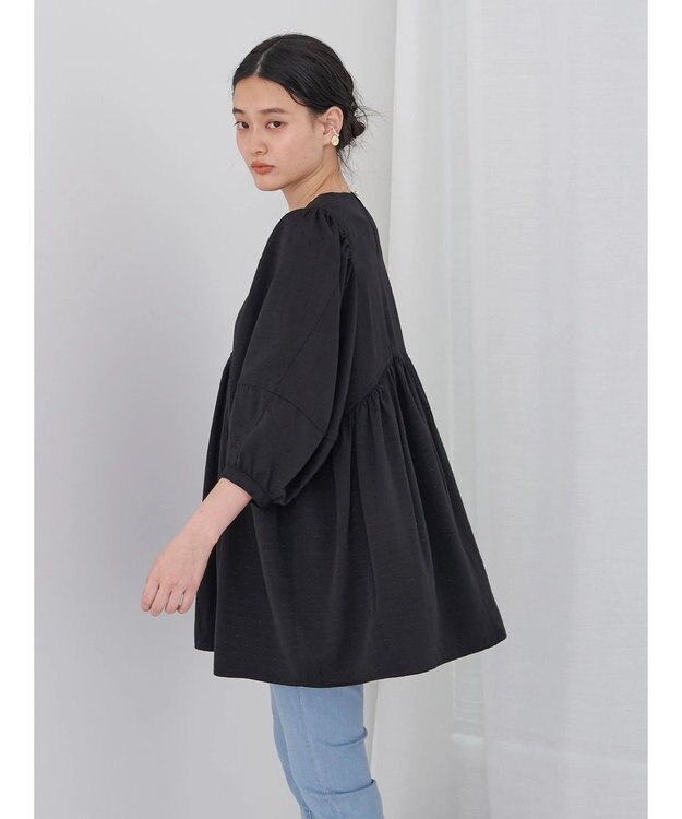 AMERICAN HOLIC ドットジャガード袖ボリュームチュニック Black