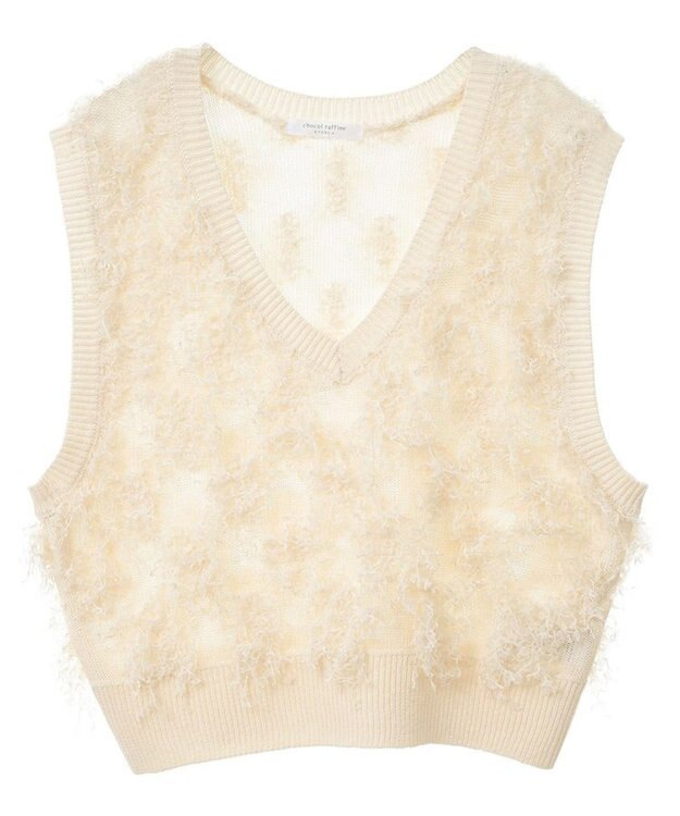 Green Parks フリンジニットベスト Ivory