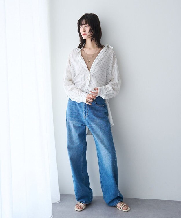 YECCA VECCA バック釦シアーシャツ Stripe