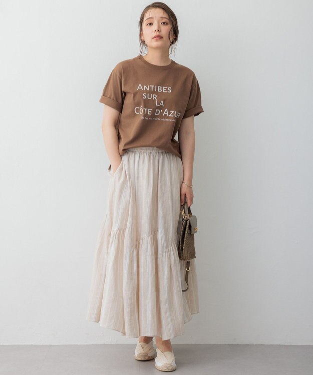 23区 【SLOW/一部店舗限定】MVSコットン デザイン ロゴTシャツ ブラウン系