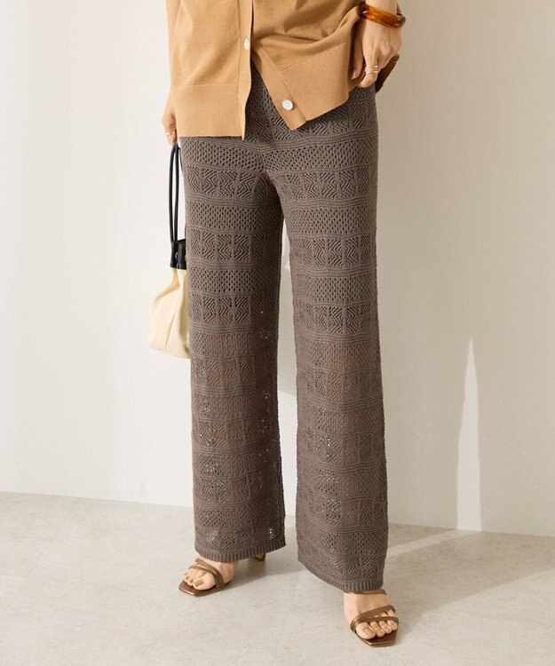 AMERICAN HOLIC レース編みニットパンツ Charcoal Gray