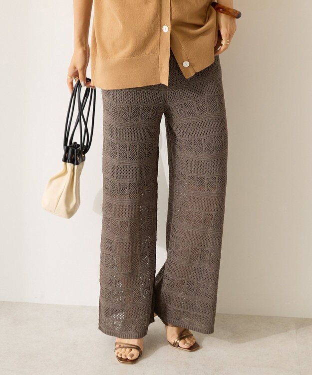 AMERICAN HOLIC レース編みニットパンツ Charcoal Gray