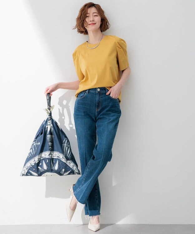 23区 【洗える】スムースデザイン タックディテール カットソー イエロー系