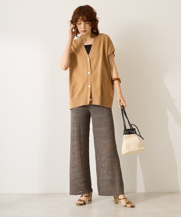 AMERICAN HOLIC レース編みニットパンツ Charcoal Gray