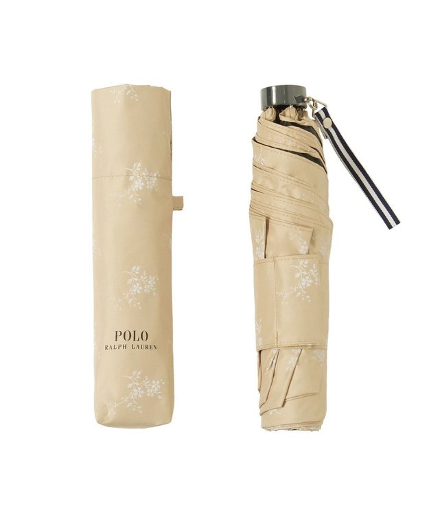 MOONBAT 【遮熱・遮光】POLO RALPH LAUREN(ポロ ラルフローレン)フローラル 花柄 晴雨兼用 雨傘  折りたたみ傘 簡単開閉 ベージュ