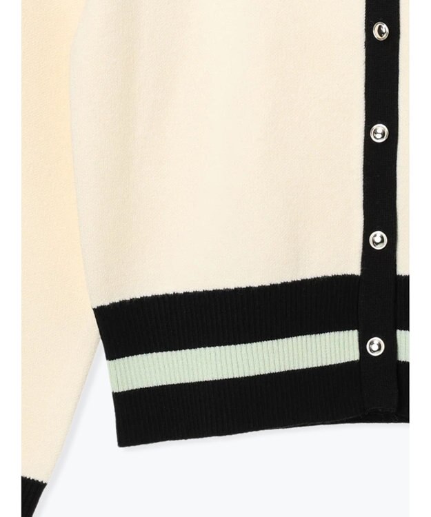 Te chichi バイカラークラシカルカーディガン オフホワイト