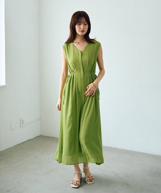 YECCA VECCA ドライタッチシアードロストワンピース Lime Green