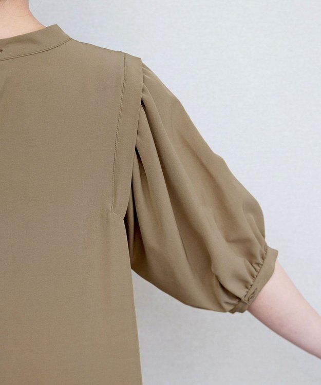 Tiaclasse 【洗える】ボリュームパフスリーブAラインワンピース ベージュ