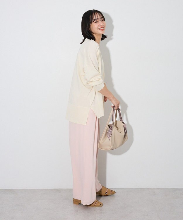 Green Parks ここちニットＶネックカーディガン Ecru