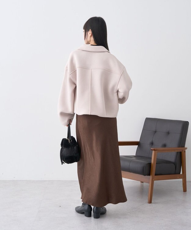 earth music&ecology ダンボールニットZIPブルゾン Pink Beige