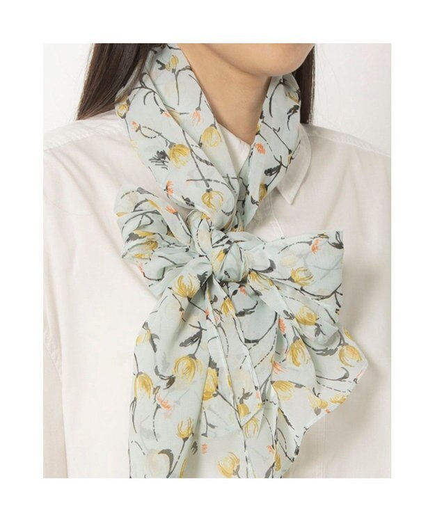 UNBILLION カシュネ cache nez / 花柄シフォンスカーフ サックスブルー