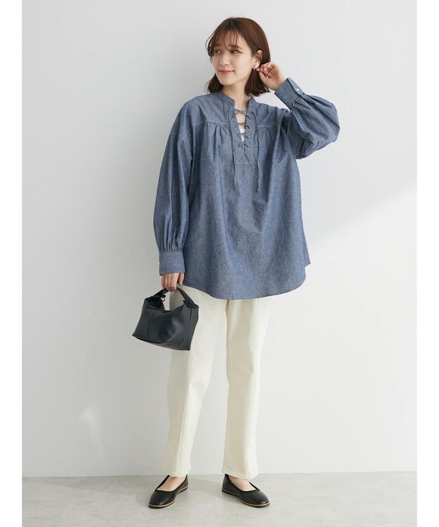 Green Parks ＧＵＭストレッチカラースリムストレートパンツ Off White