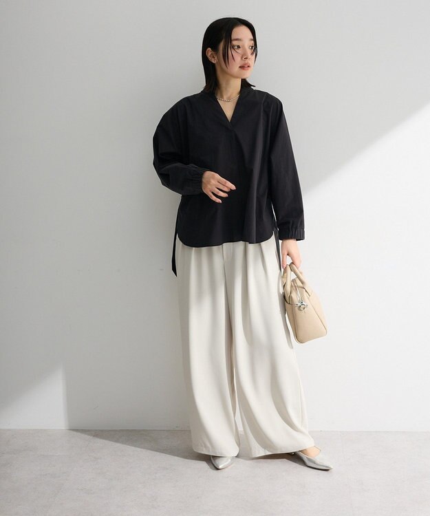 Green Parks スキッパーブラウス Black