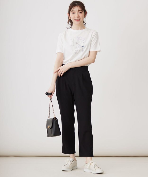 ANY SIS L 線画×刺繍ロゴ Tシャツ オフ×サロン