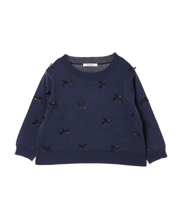 Green Parks ・ＡＮＤ　ＳＥＡＲＣＨ　メニーリボン５分袖ニット Navy