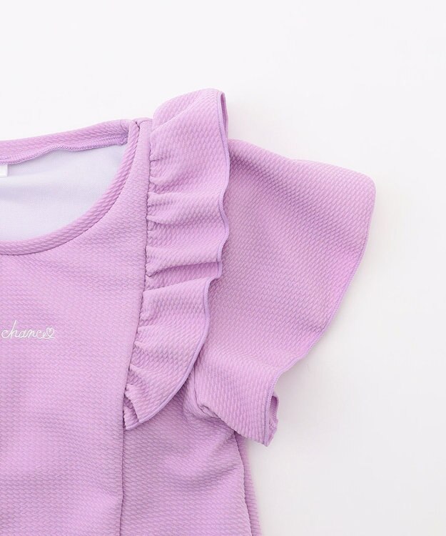 ANY KIDS 【UVカット】2WAYショルダーセパレート水着 ラベンダー×ラベンダーチェック