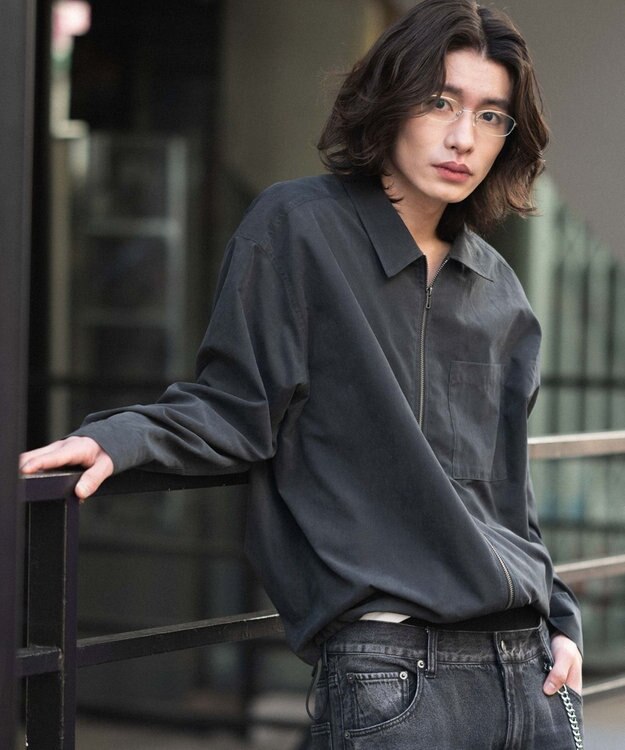 WEGO 【ユニセックス着用ITEM】フェイクスウェードシャツジャケット ブラック