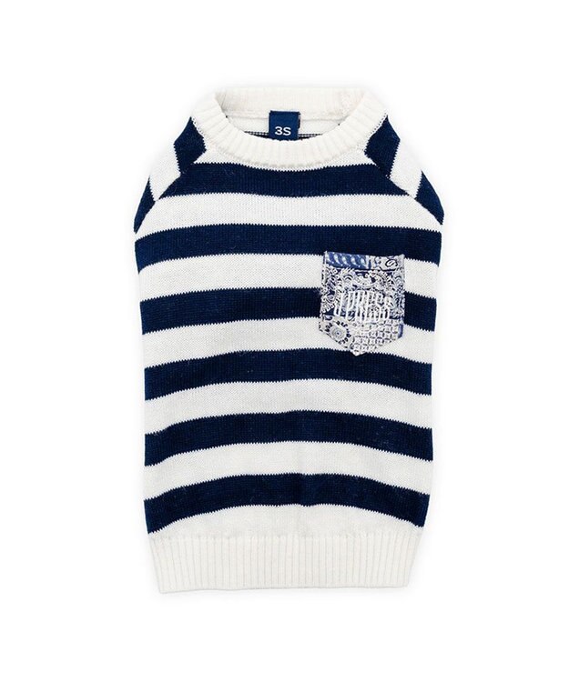 PET PARADISE J.PRESS ボーダー綿ニット 小型犬 ホワイト×ネイビー